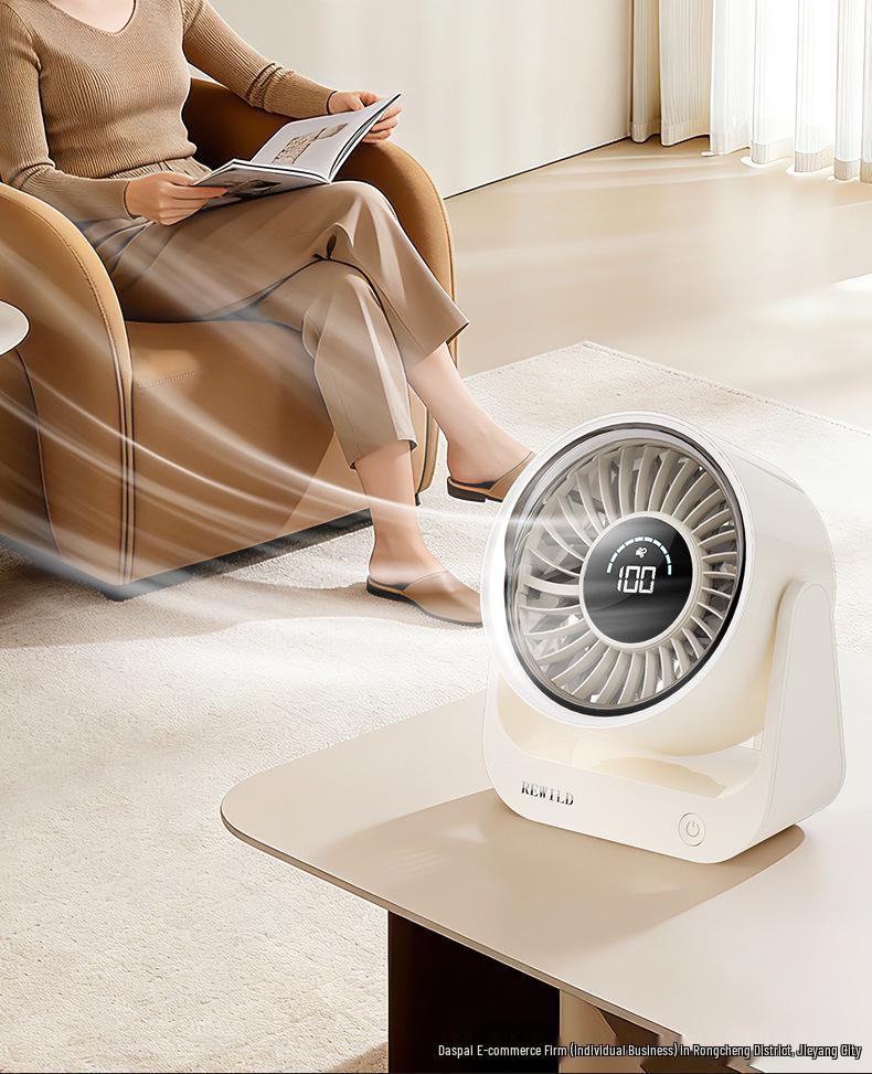 Compact USB Desktop Fan with Digital Display - Silent Mini Electric Fan for Office & Dorm Use