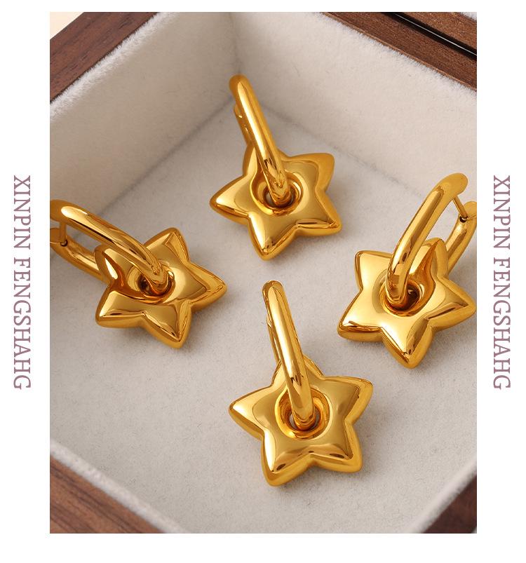 Classic Star Pendant Square Hoop Earrings for Women