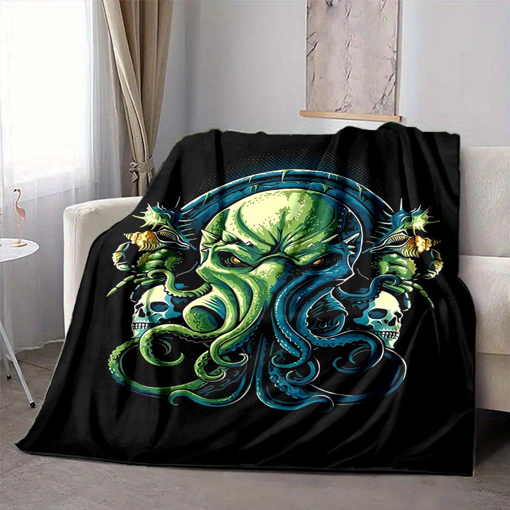 

1pc Terrifying Octopus Blanket, Lightweight Flannel Throw Blanket for Sofa, Bed, Travel, Camping, Living Room, Office, Couch, Chair, and Bed 80cmx120cm