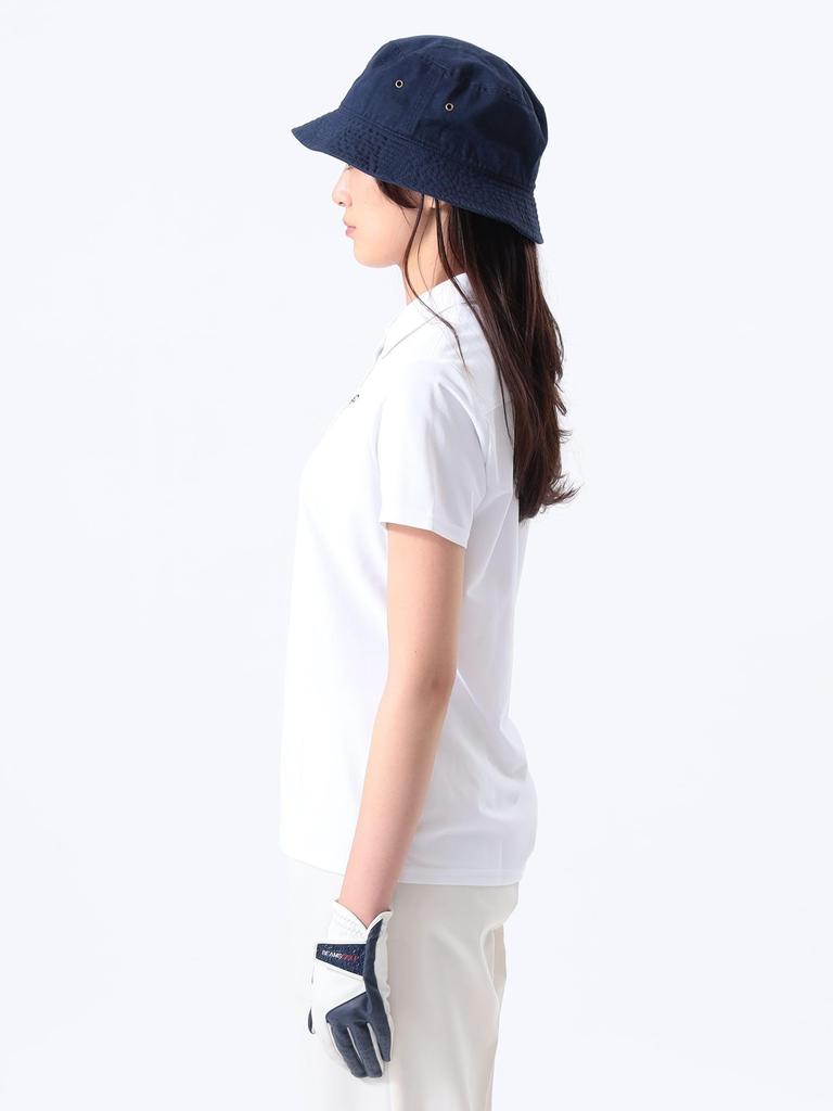 Beams Golf Polo Orange Size 83020086803 S/S Shirt, Label, One-Point Button-Down, Women's, White, M,