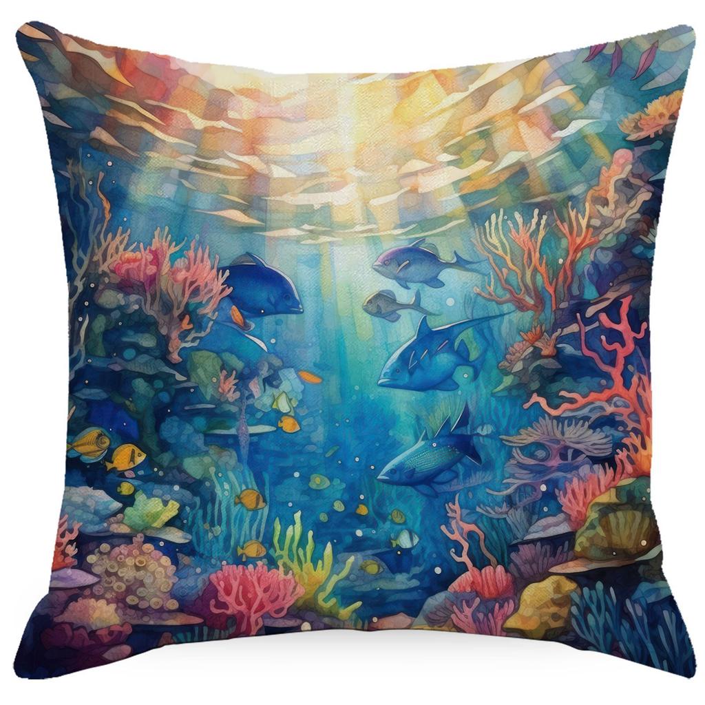 Colorful Marine Life Shell Pillowcase Summer Holiday Beach Hotel Decorative Cushion Cover