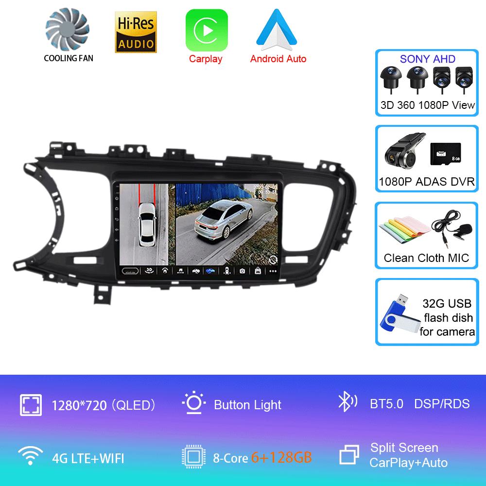 Android 14 Auto Car Radio Video Multimedia Player For Kia Optima K5 2013 2014 2015 Navigation GPS Autoradio QLED Screen BT5.0
