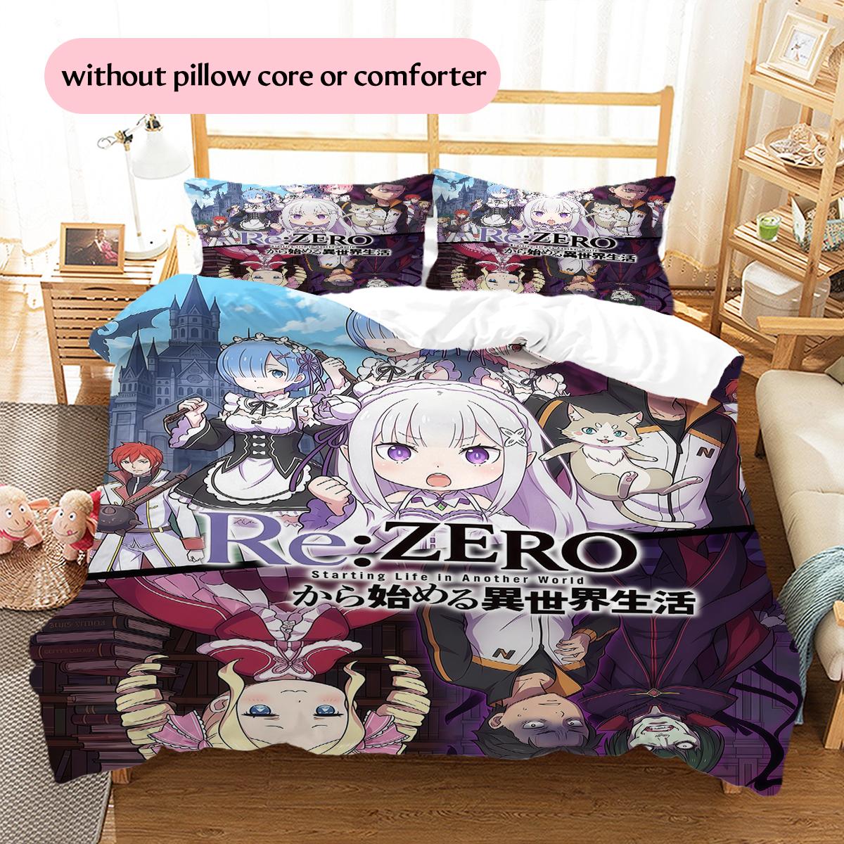 

ReZero Starting Life in Another World Pattern Bedding Quilt Set Home Decoration Gift (1 * duvet cover + 2 * pillowcase without core) 135x200cm