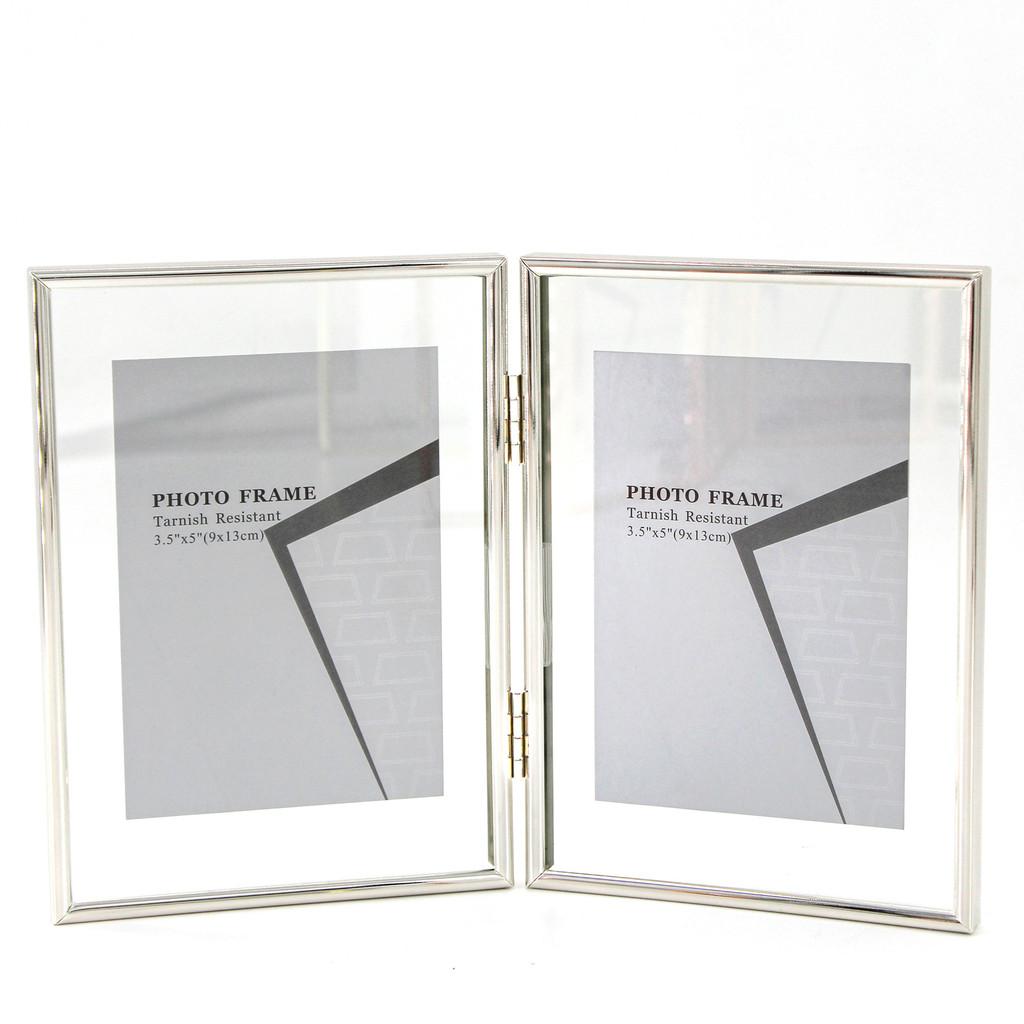 7 And 5 Inch Double Sided Transparent Fold Dual Photo Frame For Home Decor