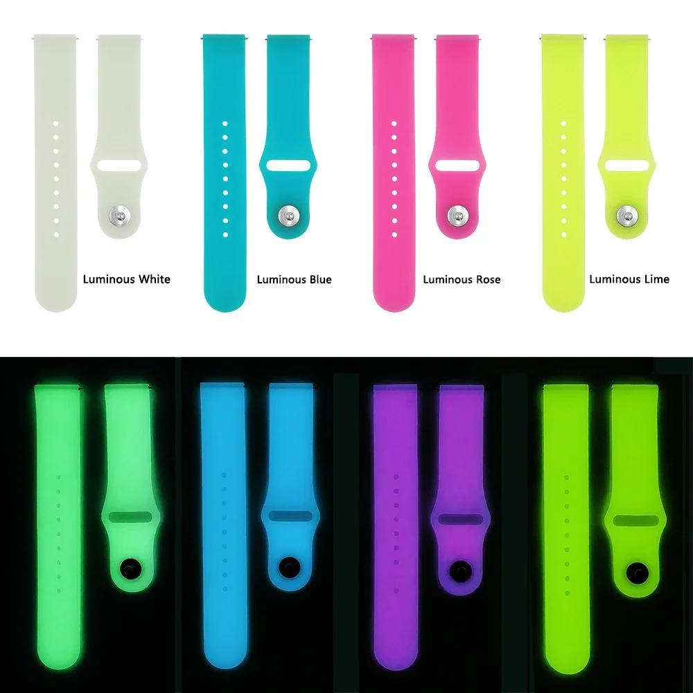 20mm Glow Luminous Silicone Strap For Samsung Galaxy Watch Band 6/5/4/5 Pro Sports Bracelet for Amazfit Bip/U/S/lite Correa Belt