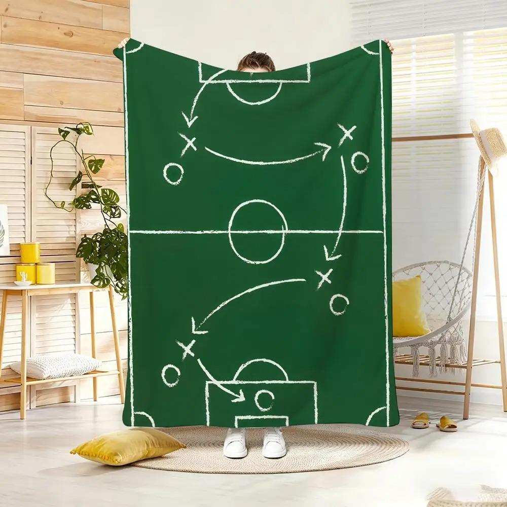 Art Vintage Football Formation Graphic Throw Lightweight  Flannel Blanket Soft Skin-Friendly For Summer Cooling