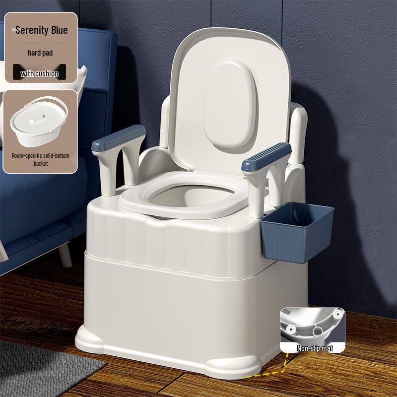 Portable Toilet Chair with Armrests for Elderly, Indoor Use, Bedside Commode for Pregnant Women.