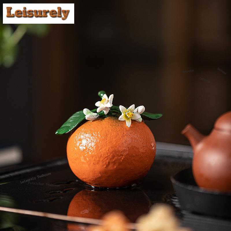 Color-changing Orange Flower Tea Pet Antique Fish Tank Landscaping Tea Figurine Play Toys Tea Statue Ornaments Craftsmanship