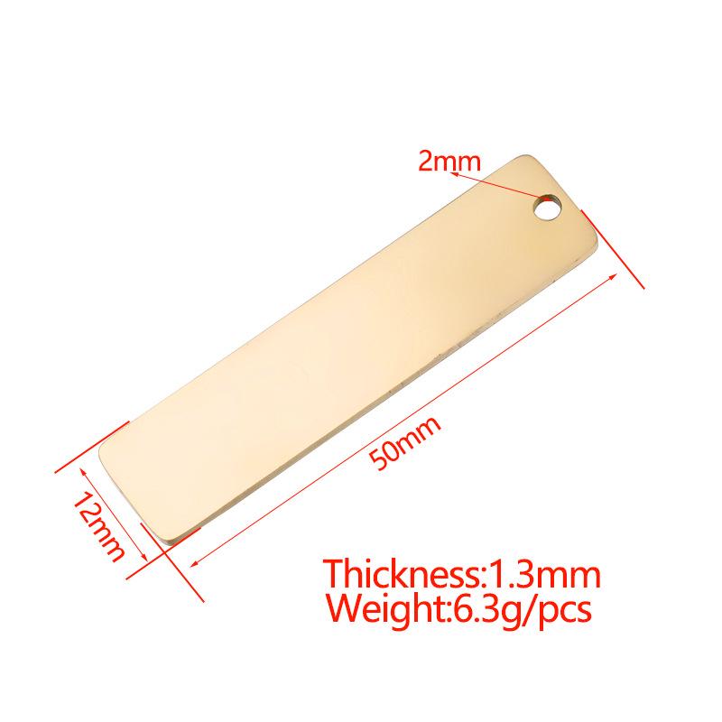 12x50MM Rectangular Mirror Stainless Steel Pendant Charm for DIY Etching & Keychains