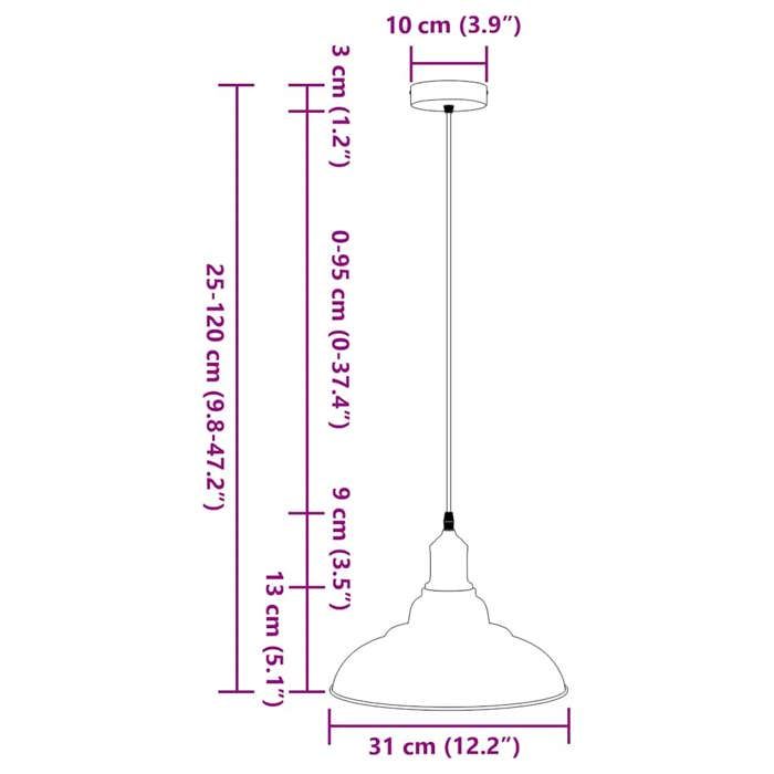 VidaXL Lampe suspendue réglable hauteur E27 gris brillant Ø 31cm métal, éclairage suspendu, éclairage suspendu de cuisine, 4103438