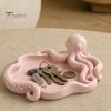 3D Printed Octopus Organizer Storage Tray, Printing Molding, with Tentacle Matte Black Tray Groove Integrated for Keys Jewelry Stationery Decorative