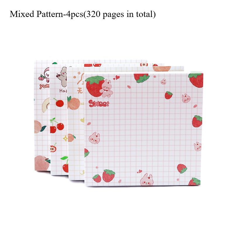 

4 Packs/320 Sheets Cartoon Creative Sticky Notes Cute Fruit Memo Pads Room Office School Supplies Sticky Notes for Writing