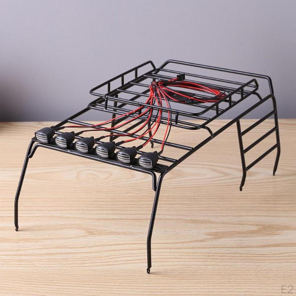 RC 1:10 Roof Luggage Rack LED Light Bar for D90 SCX10 Axial (Black)