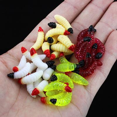 50Pcs Artificial Lure Worm Shape Lifelike PVC Eco-friendly Soft Fish Lure for Freshwater
