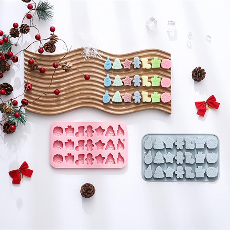Рождественская силиконовая форма, Рождественская форма для шоколада, Форма для рождественских конфет для выпечки, Снежинка, Рождественская елка, Снеговик, Пряничный человечек