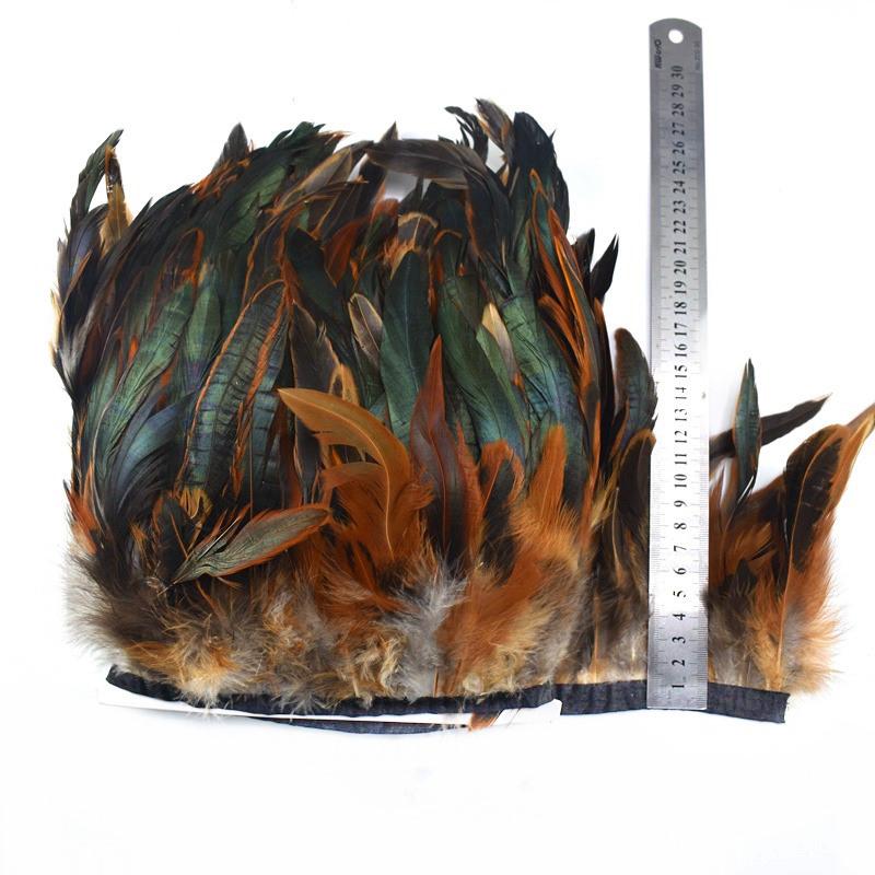 1Meter Natural Rooster Tail Feather Trims for Clothes Plumas 13-18cm Party Feathers for Crafts DIY Sewing Home Decoration Plume
