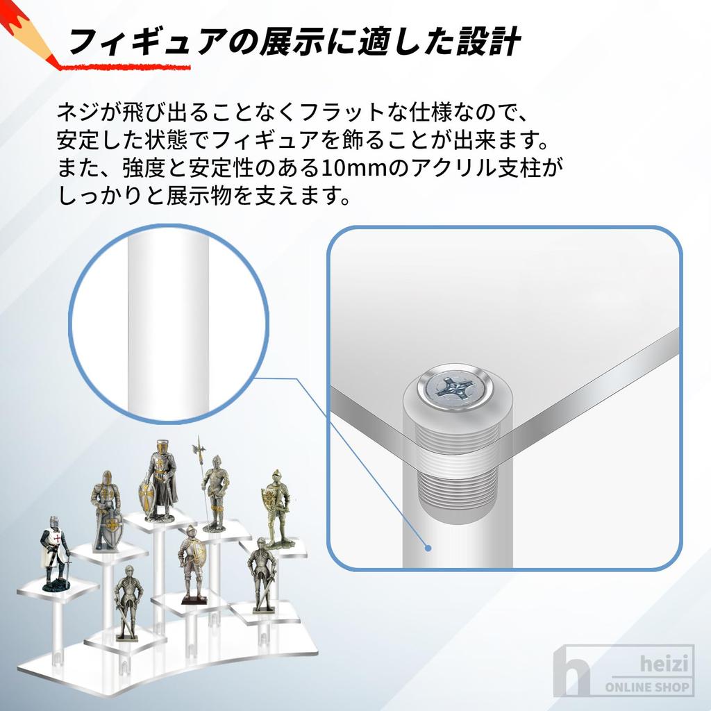 Heizi Figure Case, Collection Case, Figure Shelf, Display Case with Fixing Tape (8 Figures, Black)