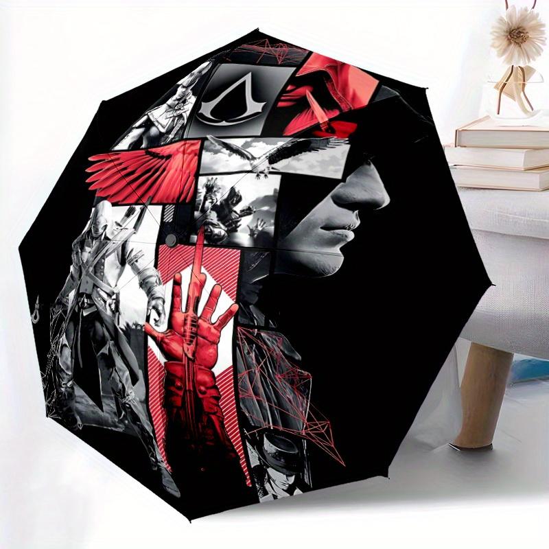 1pc Assassin's Creed Self-Folding Umbrella, 8-Bone Compact Travel Umbrella, Durable Plastic And Iron Frame104
