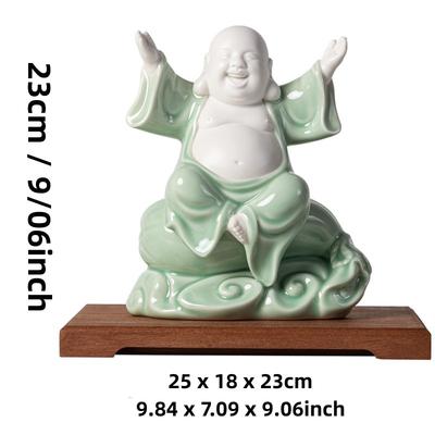 Keramik Dickbauch Maitreya Buddha Dekoration Zhaocai Haus Wohnzimmer Büro Schreibtisch Teehaus Teetisch FENG SHUI Dekoration