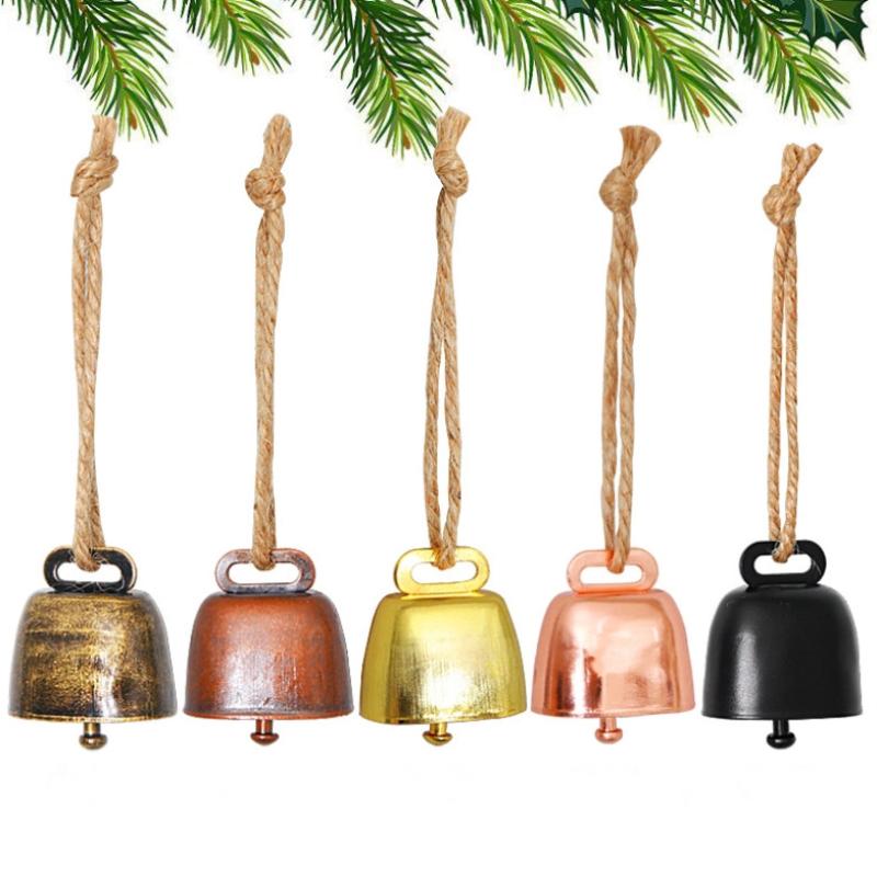4 szt. Dzwonek w stylu vintage, rustykalny metalowy dzwonek dekoracyjny do zawieszenia z jutowym sznurkiem, dzwonki wietrzne w stylu vintage do powieszenia na ścianie, dekoracja domu