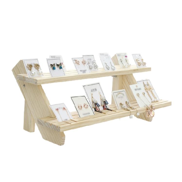 Wood Retail Jewelry Showcase Rack Countertop Small Merchandise Display Stand