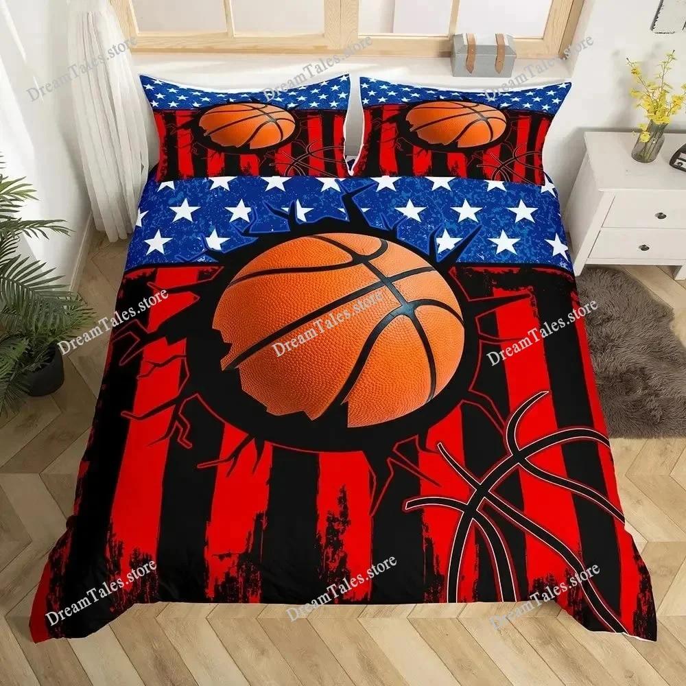 Basketball Duvet Cover Set Sports Theme Bedding Set for Boys Teens Men with Motivated No Failure Pattern Soft Comforter Cover741