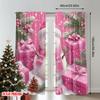 Flat Printing Merry Christmas Popular Curtains Cute Snowman Pink Gifts Polyester Without Electricity Party Curtain Set Of 2 Made Washable