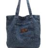 Borsa in Denim Lavato, Texture alla Moda, Borsa in Stoffa Casual Letteraria Artistica di Grande Capacità, Borsa a Spalla Sottobraccio.