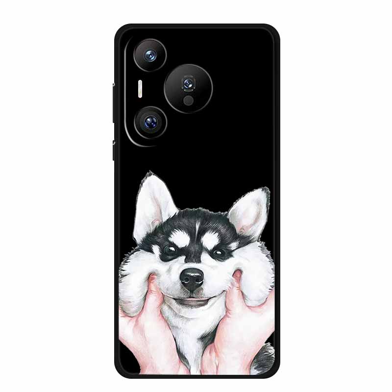 Black Silicone Case For Huawei Pura 70 Pro Case Cartoon Cat Soft Back Cover For Honor 400 Pro 5G Phone Case 400Pro Coque Funda