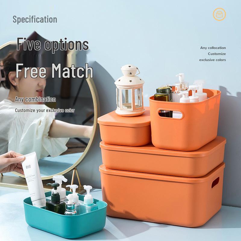 Colorful Macaron Storage Box Set - Dustproof Organizer for Bathroom, Bedroom, Cosmetics, Toys & More (5 Pieces)