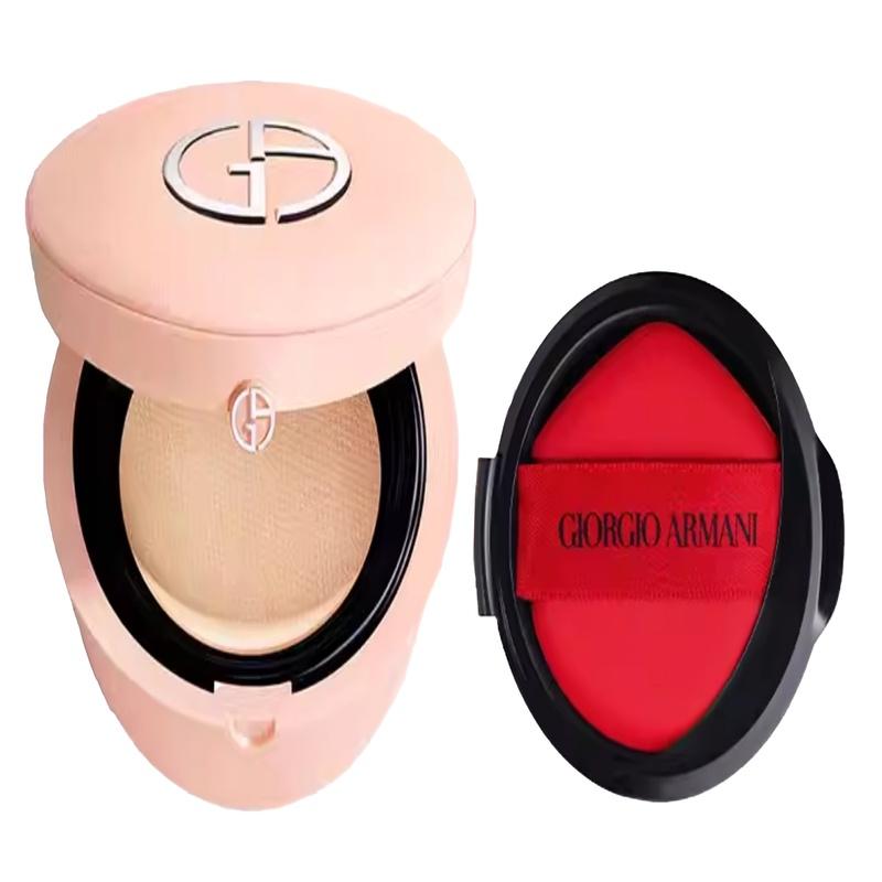 Armani пудра-кушон Nude Powder Натуральная розовая кожаная пудра-кушон #2 для светлой кожи 15 г + красная сменная пудра-кушон #2 для светлой кожи 15 г белый