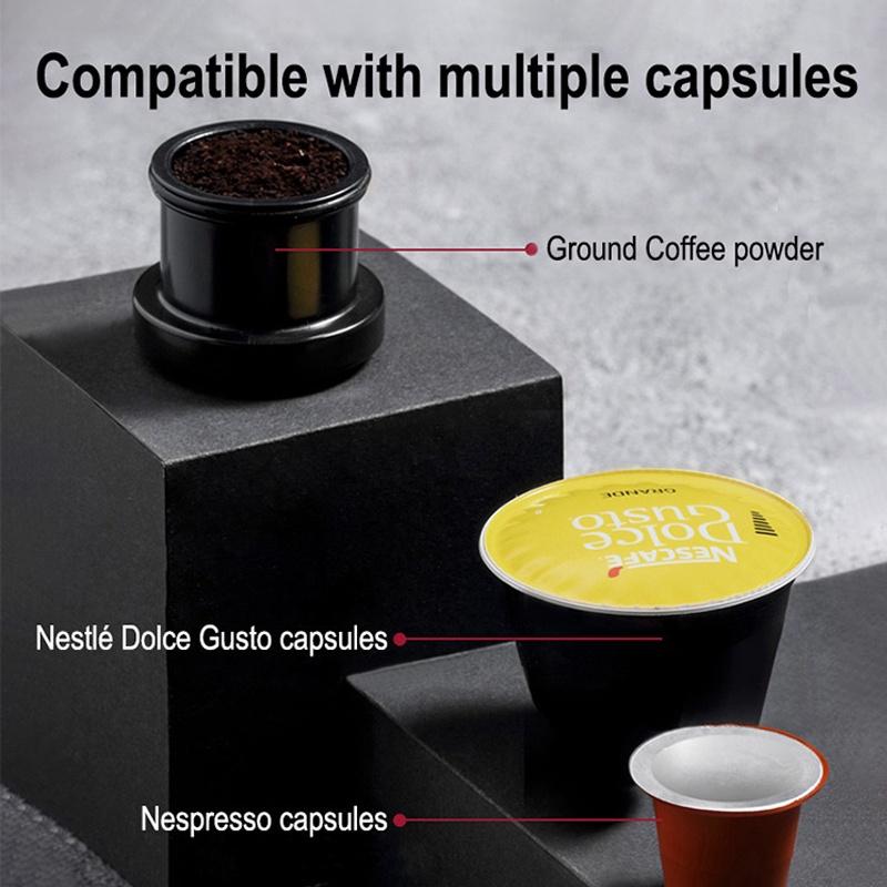 Multifunctional Three-In-One Portable Car Travel Coffee Machine Capsule DC12V with USB Charging Cable AC Adapter 60ml