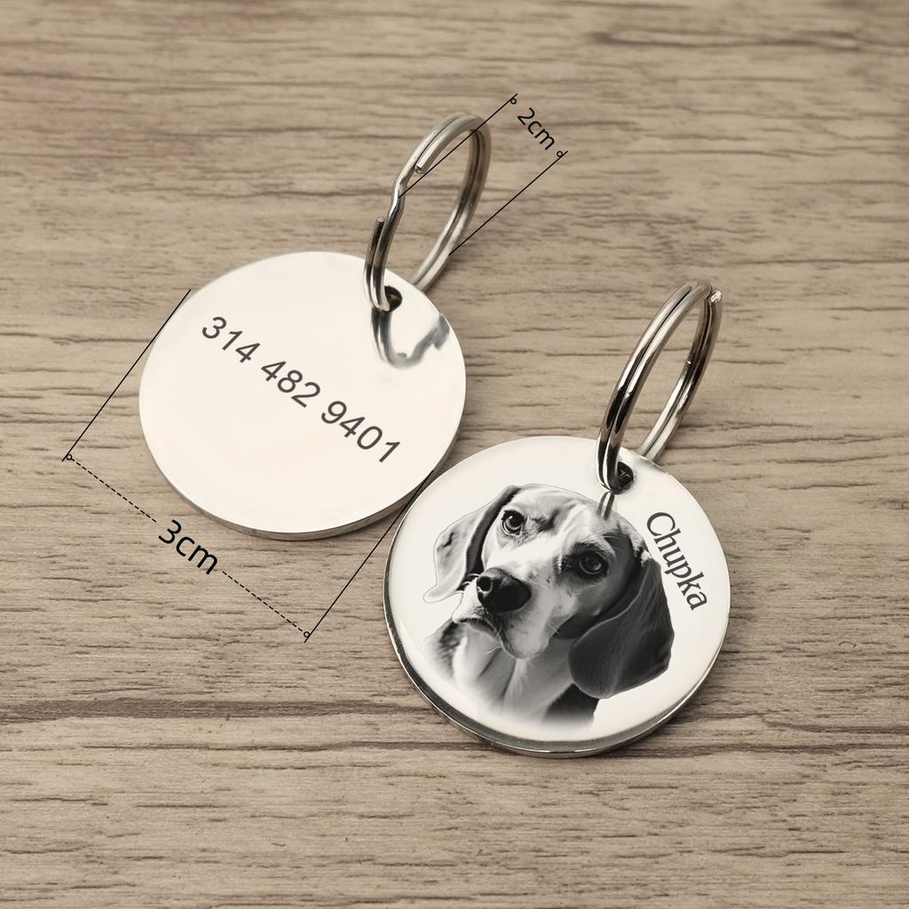 Personalized Dog Tag Custom Pet ID Tag with Photo Dog Collar Tag New Puppy Gift Dog Accessories Collar Decoration Cat Keyring
