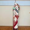 Used Kyoto Yuzen, pure silk, long-sleeved kimono, white background, Oke-shibori, dyeing, phoenix, flowers, gold piece embroidery, gold color