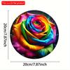 2d Flat 20*20cm A High-quality Decorative Logo Set, Circular Wooden Logo, Bright Floral Pattern, Durable Wooden Wall Artwork, Suitable for Home