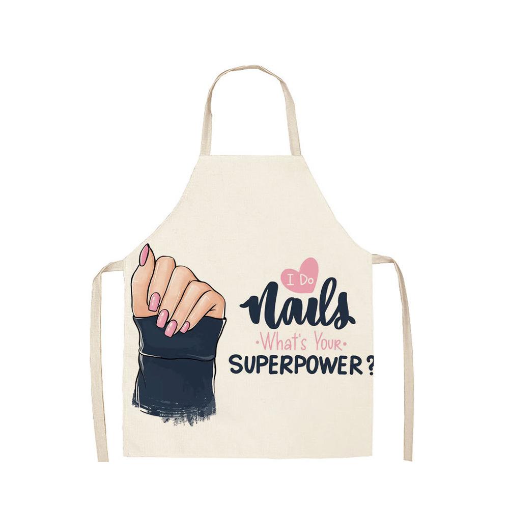 1PC Popular Nail Polish Lipstick Printing Linen Sleeveless Anti-fouling and Oil-proof Apron Fashionable Women's Apron Nail Salon