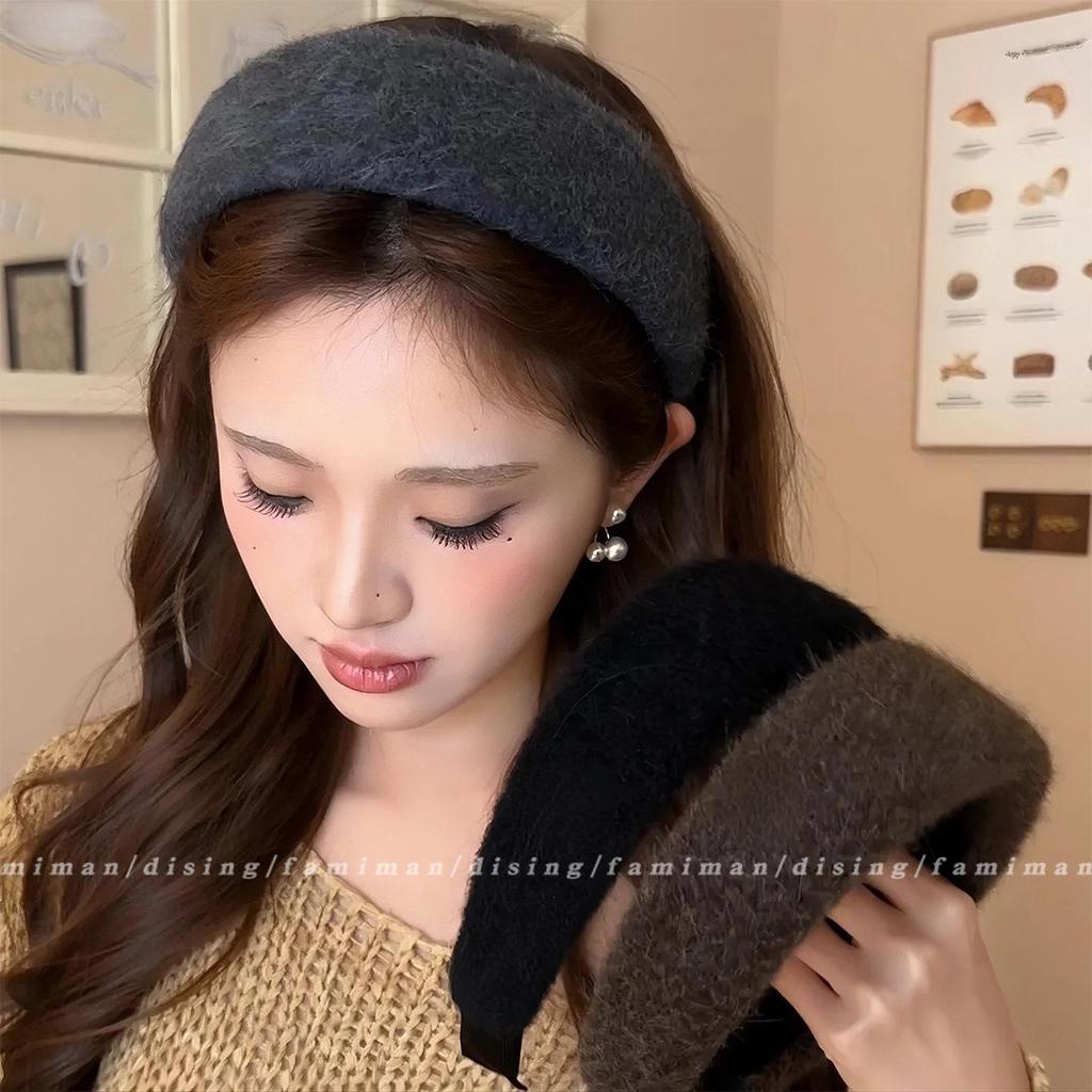 Gray Wide-Brim Headband for Women: 2025 Chic Fashion, High Skull Top, Autumn/Winter Hair Accessory