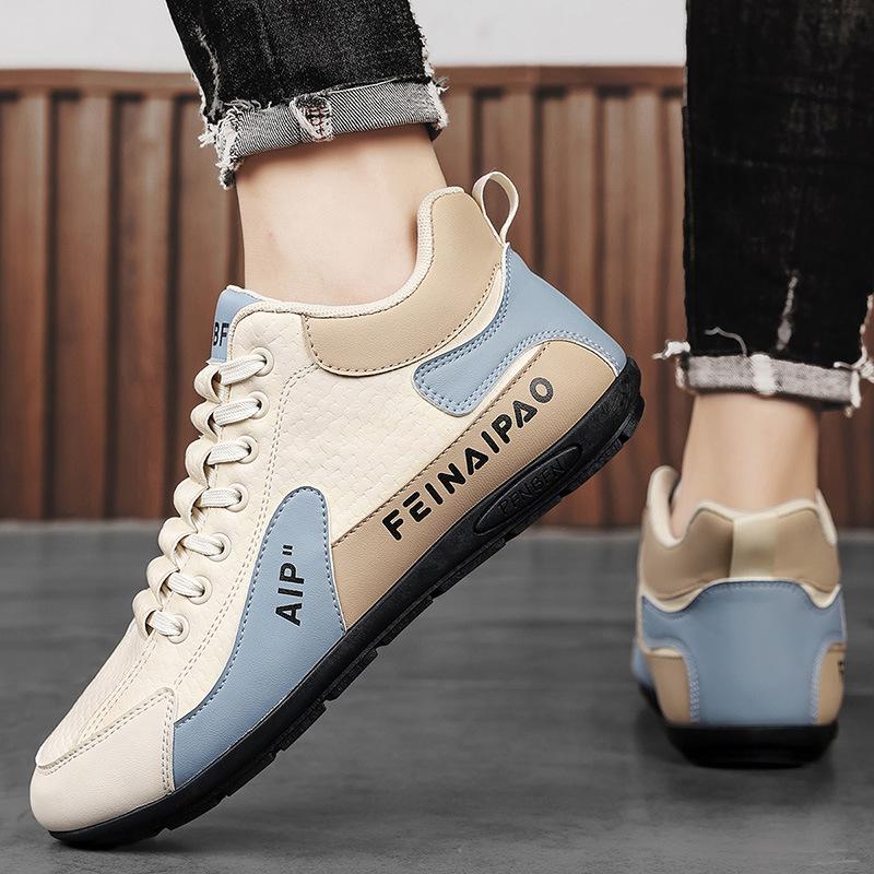 Casual contrasting color men's shoes spring and autumn new low-top sports shoes men's wear-resistant commuting fashion leather surface