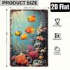 2D Retro Underwater Fish Coral Reef Metal Sign Rustic Wall Art Home Office Decor 7.8x11.8 Inch