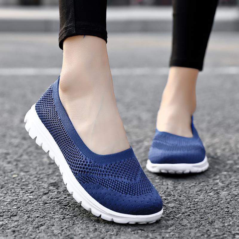 New mesh women's shoes spring flat bottom soft surface comfortable sports shoes shallow mouth hollow breathable casual women's shoes 35-42