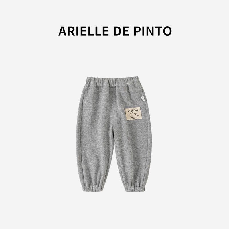 Осенние детские брюки Arielle De Pinto (Франция), брюки-джоггеры, универсальные полосатые спортивные штаны, свободные повседневные брюки Gray 140cm