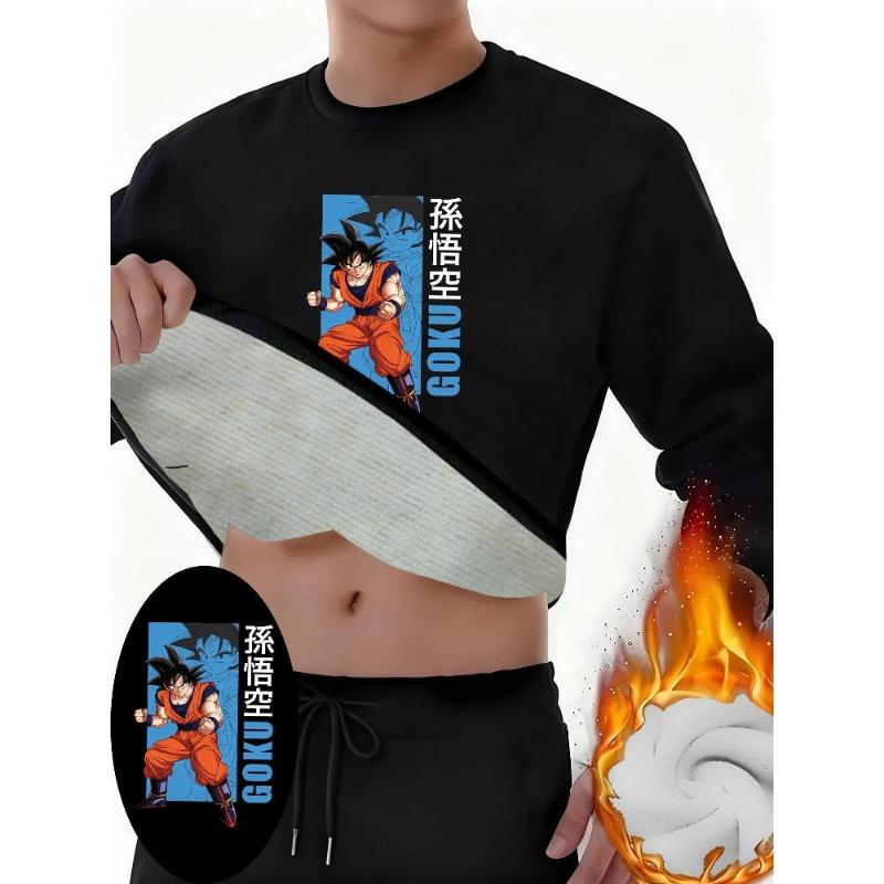 

Classic Goku Graphic Fleece-Lined Dralon Thermal Underwear, Thickened Cold-Resistant, Skin-Friendly Fitted Loungewear XXL чёрный