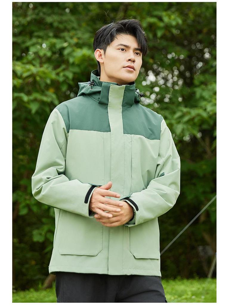 Unisex Winter Hooded Waterproof Windproof Three-in-One Mountaineering Jacket
