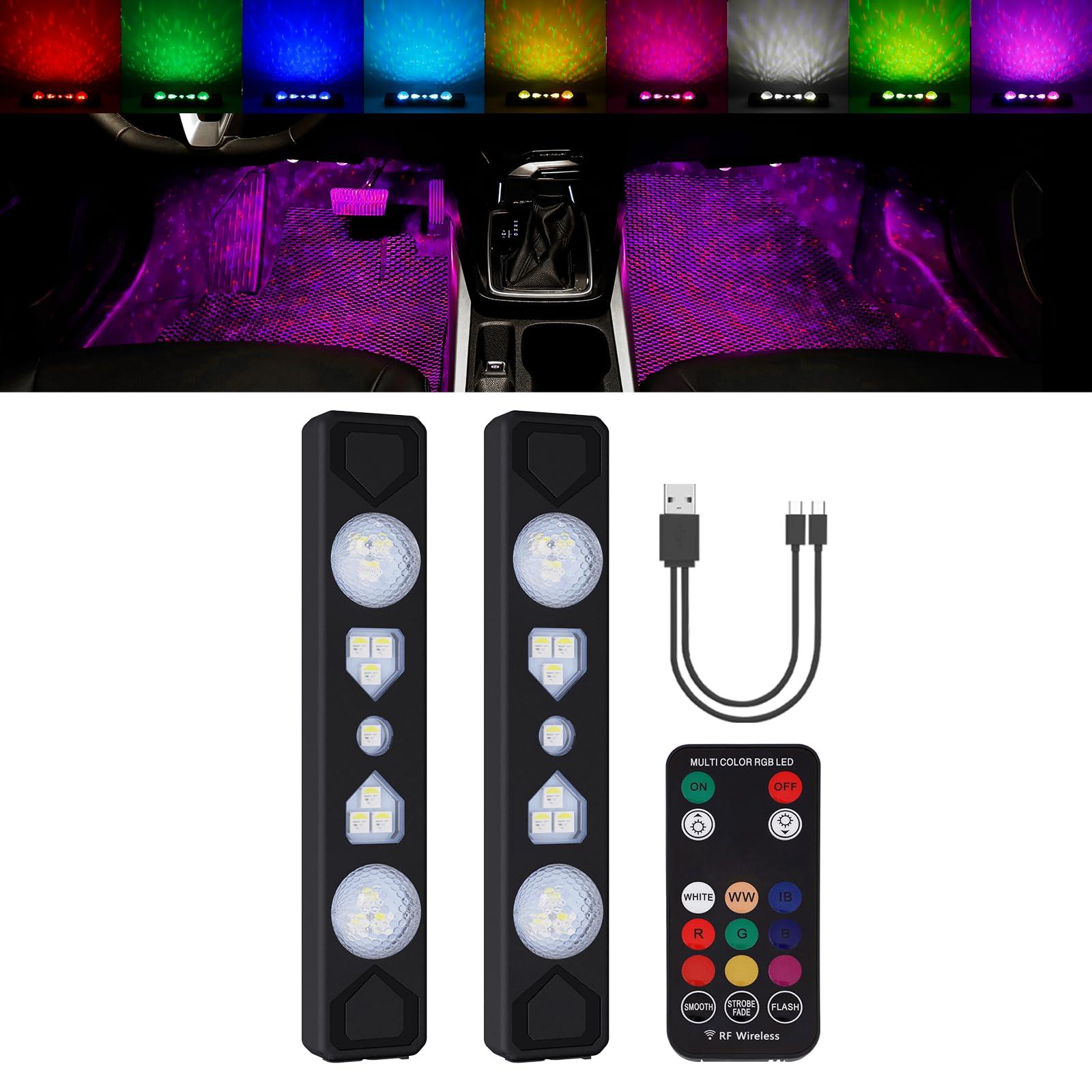 

MAZERO Ambient Car Foot Remote RGB Starry Sky 9 Color Memory LED Strip Adjustable Light High No Universal Car Interior Room Car Interior Indirect Set