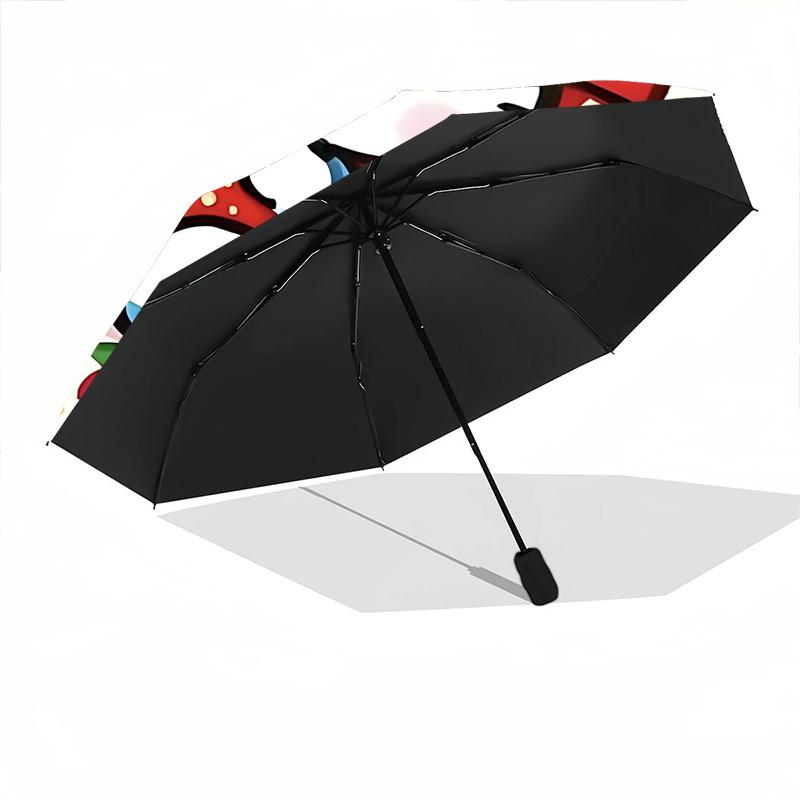 1pc Strawberry Hello Kitty Automatic Open/close Umbrella, Portable Travel Umbrella, Everyday Use - Outdoor Accessory, Artistic Pattern, Compact Design