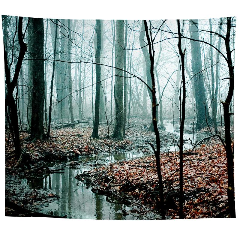 Wall Hanging Tapestry Psychedelic Nature Mountain Seascape Fog Forest Landscape Printed  Living Room Bedroom Home Decor