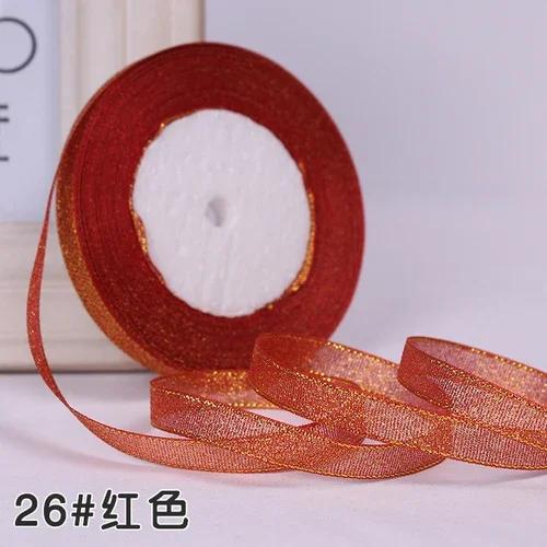 10mm 25Yard Glitter Ribbon Satin Belt DIY Candy Box Gift Packaging Glitter Webbing Halloween Wedding Christmas Decoration Layout