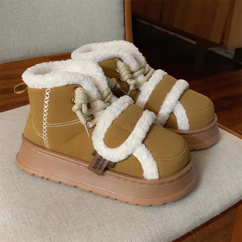 Winter Platform Snow Boots For Women Fashion Warm Thick Bottom Ankle Boot Plush Light Comfort Cotton Shoes For Women Botas Mujer