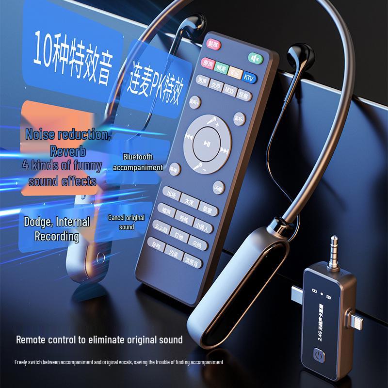 High-Quality Bluetooth Neckband Earphone & Mic with Noise Reduction for Live Broadcast & Singing