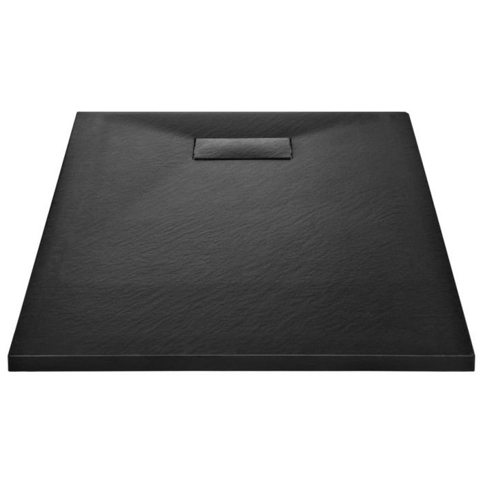 VidaXL Bac de Douche Receveur de Douche Rectangulaire Salle de Bain Maison Intérieur Trou de Drain Standard de 9 cm SMC Noir 144781